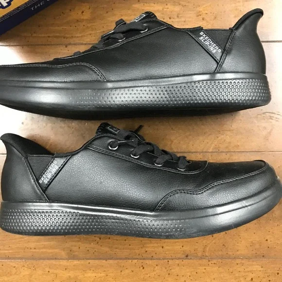 Skechers BOBS Hands Free Slip Ins Womens Black FaLeather Comfort Sneakers Sz 9 - Picture 5 of 9
